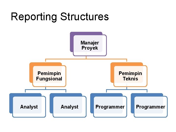 Reporting Structures Manajer Proyek Pemimpin Fungsional Analyst Pemimpin Teknis Programmer Reporting Structures Manajer Proyek Pemimpin Fungsional Analyst Pemimpin Teknis Programmer