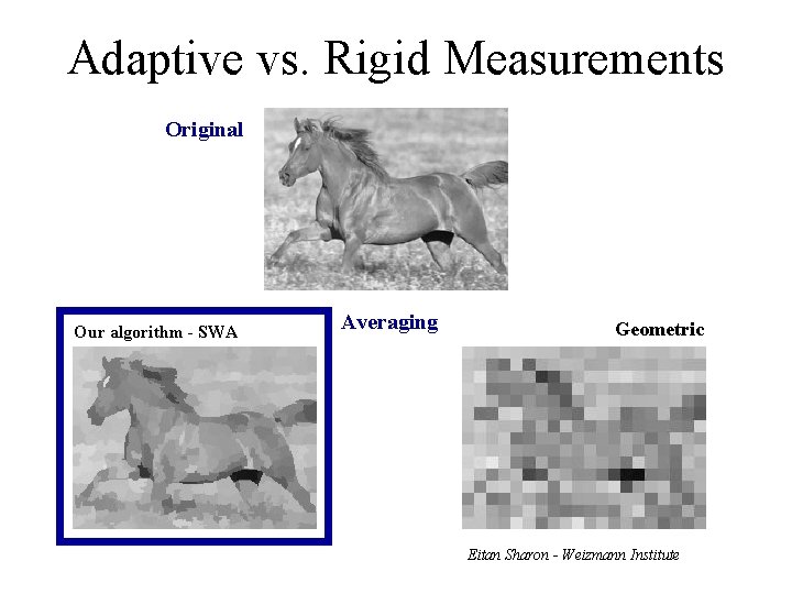 Adaptive vs. Rigid Measurements Original Our algorithm - SWA Averaging Geometric Eitan Sharon -