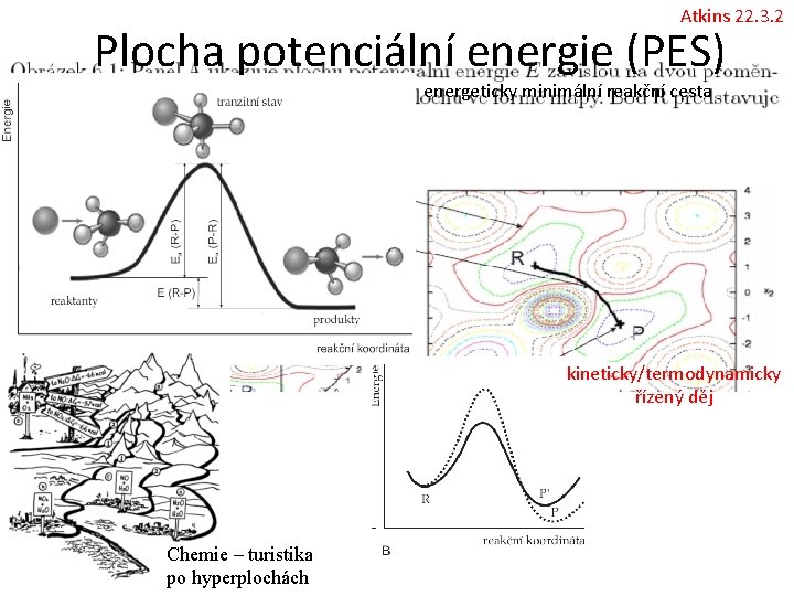 Atkins 22. 3. 2 Plocha potenciální energie (PES) energeticky minimální reakční cesta kineticky/termodynamicky řízený