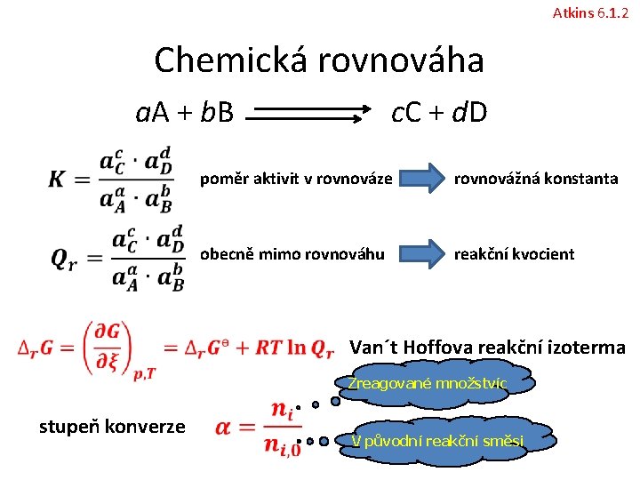 Atkins 6. 1. 2 Chemická rovnováha a. A + b. B c. C +