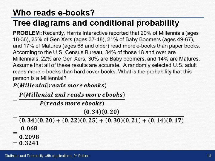 Who reads e-books? Tree diagrams and conditional probability • Statistics and Probability with Applications,