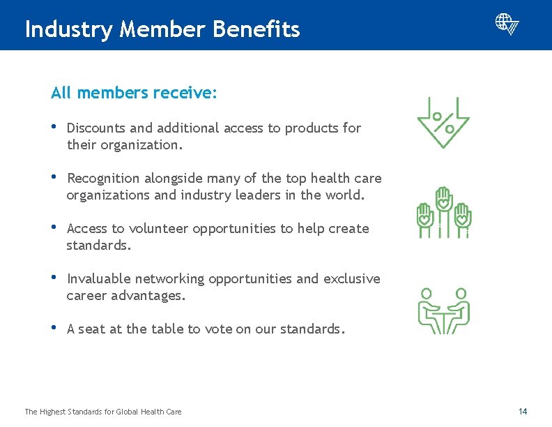 Industry Member Benefits All members receive: • Discounts and additional access to products for