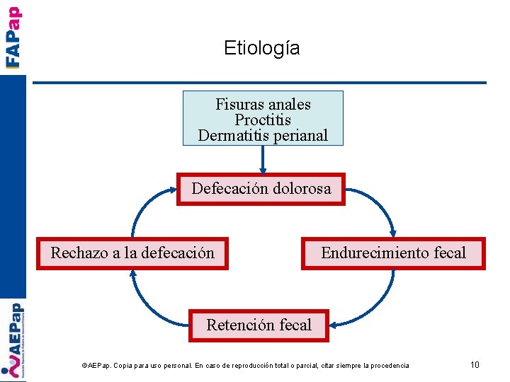 Etiología Fisuras anales Proctitis Dermatitis perianal Defecación dolorosa Rechazo a la defecación Endurecimiento fecal