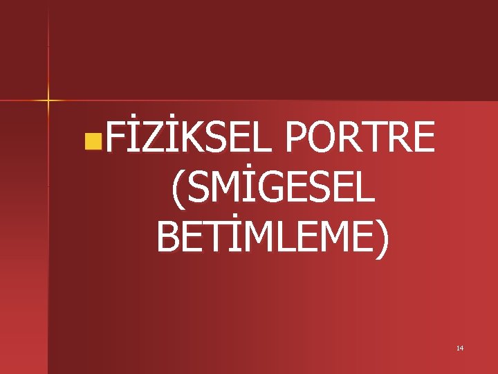 n. FİZİKSEL PORTRE (SMİGESEL BETİMLEME) 14 