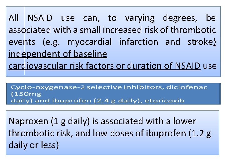 All NSAID use can, to varying degrees, be associated with a small increased risk