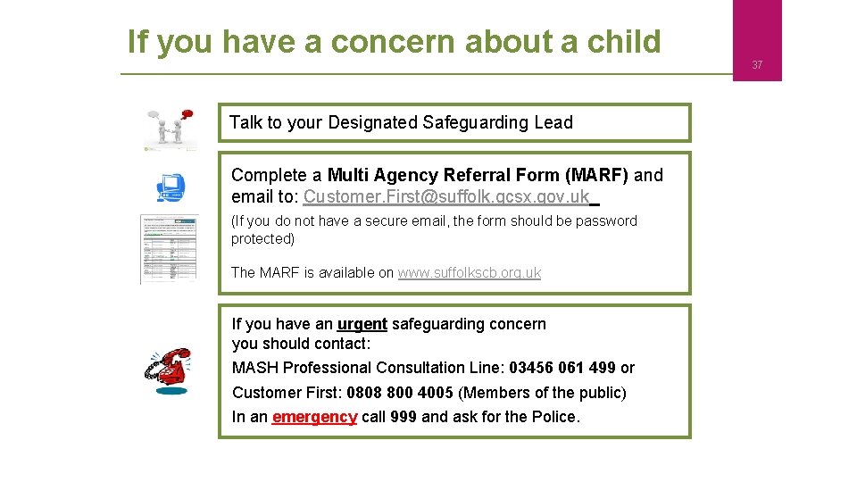 If you have a concern about a child Talk to your Designated Safeguarding Lead