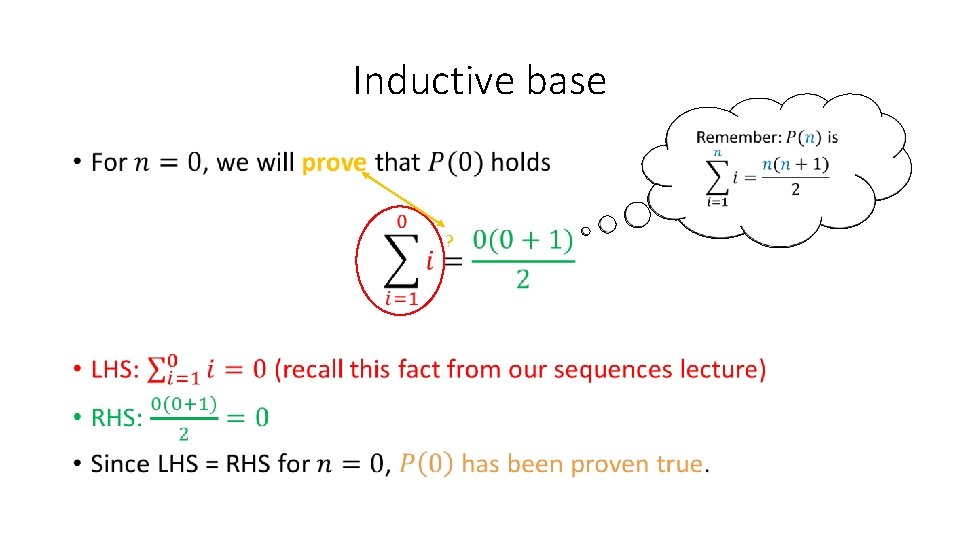 Inductive base • ? 