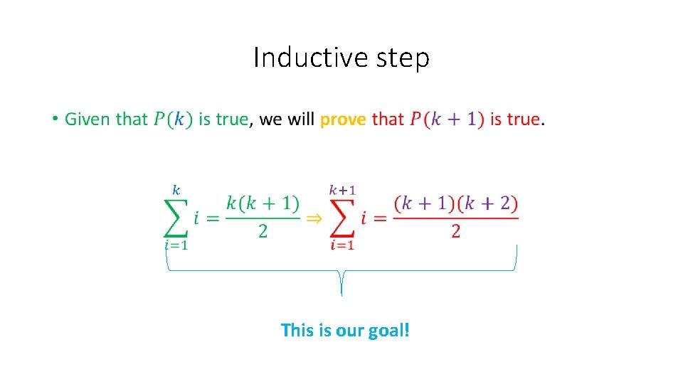 Inductive step • This is our goal! 