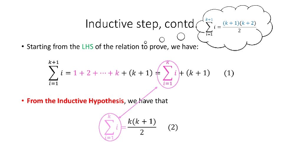 Inductive step, contd. • 