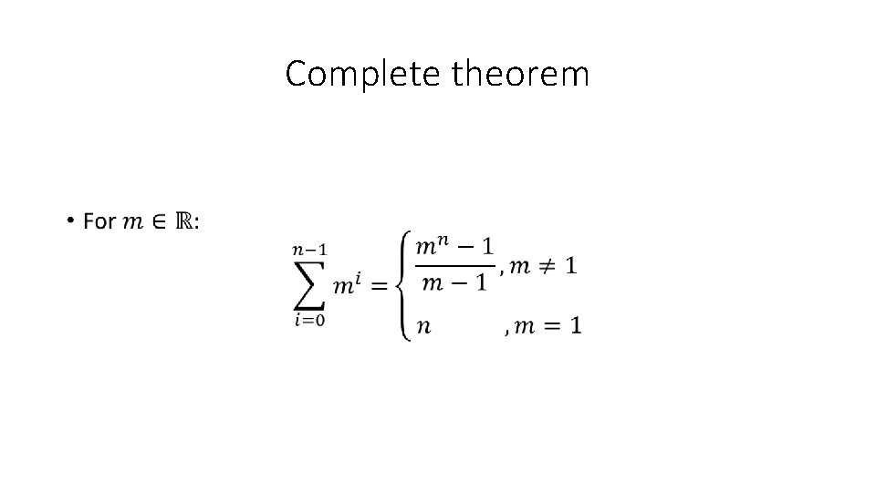 Complete theorem • 