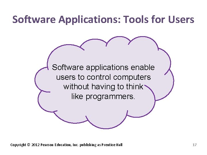 Software Applications: Tools for Users Software applications enable users to control computers without having