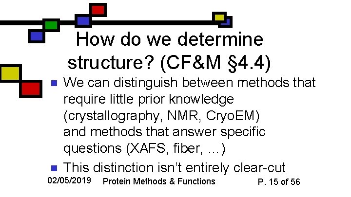 How do we determine structure? (CF&M § 4. 4) n n We can distinguish