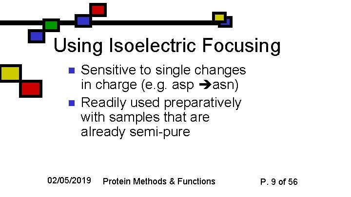 Using Isoelectric Focusing n n Sensitive to single changes in charge (e. g. asp