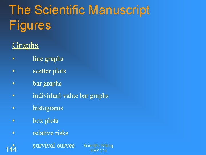 The Scientific Manuscript Figures Graphs • line graphs • scatter plots • bar graphs