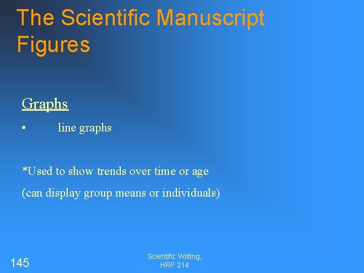 The Scientific Manuscript Figures Graphs • line graphs *Used to show trends over time