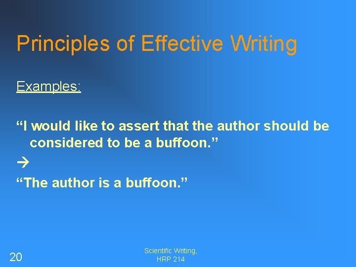 Principles of Effective Writing Examples: “I would like to assert that the author should