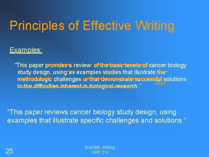 Principles of Effective Writing Examples: s “This paper provides a review of the basic