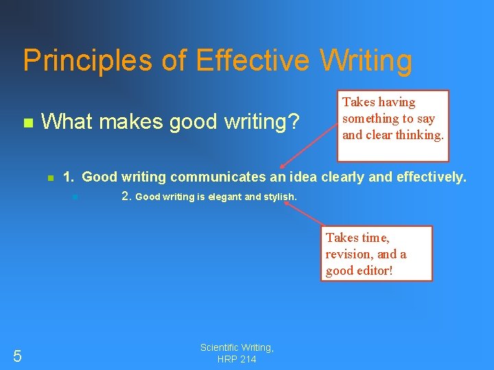 Principles of Effective Writing n What makes good writing? n Takes having something to