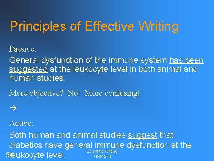 Principles of Effective Writing Passive: General dysfunction of the immune system has been suggested