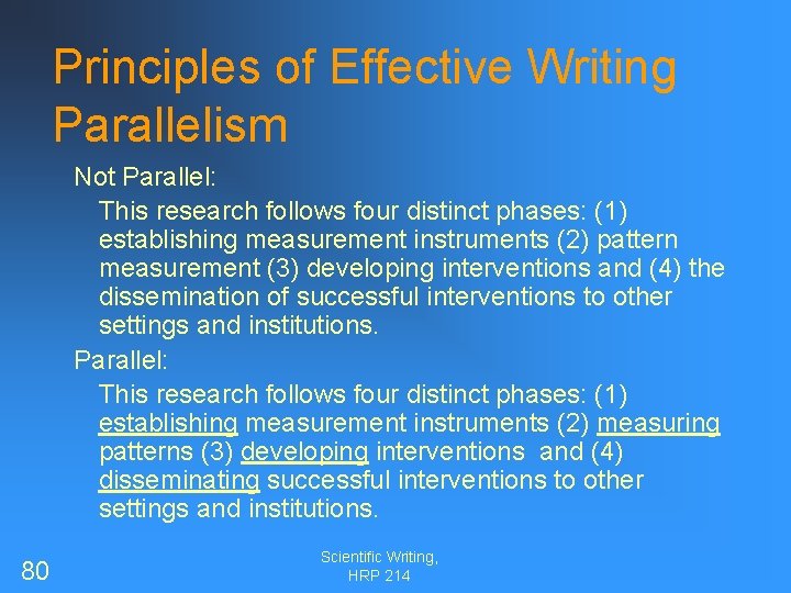 Principles of Effective Writing Parallelism Not Parallel: This research follows four distinct phases: (1)