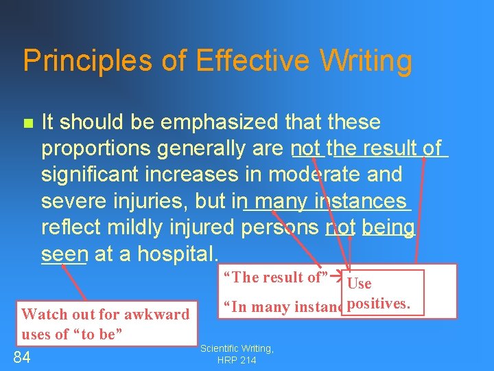 Principles of Effective Writing n It should be emphasized that these proportions generally are