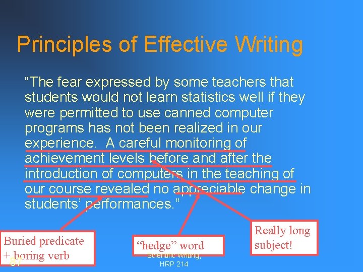 Principles of Effective Writing “The fear expressed by some teachers that students would not