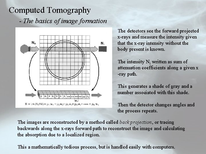Computed Tomography - The basics of image formation The detectors see the forward projected