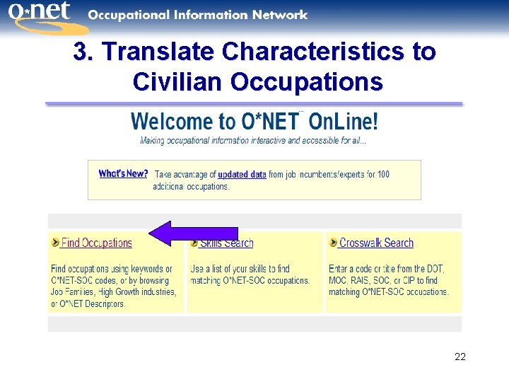 3. Translate Characteristics to Civilian Occupations 22 