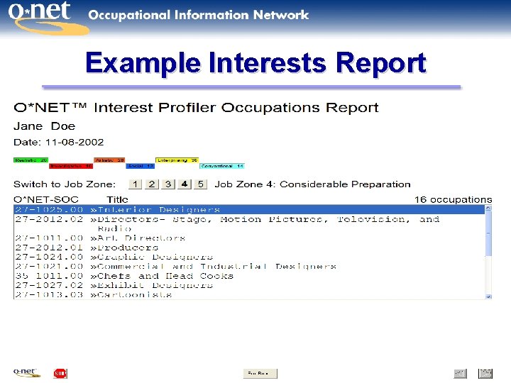 Example Interests Report 7 