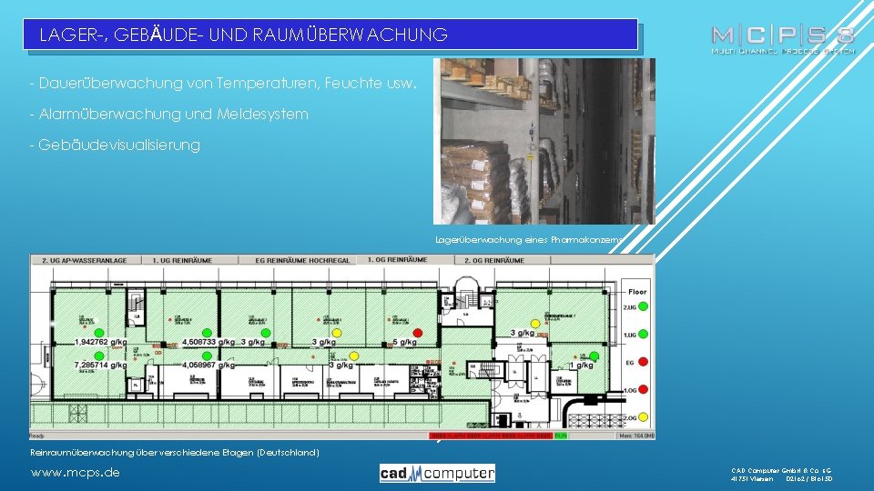 LAGER-, GEBÄUDE- UND RAUMÜBERWACHUNG - Dauerüberwachung von Temperaturen, Feuchte usw. - Alarmüberwachung und Meldesystem