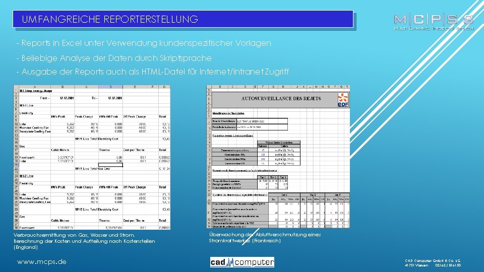 UMFANGREICHE REPORTERSTELLUNG - Reports in Excel unter Verwendung kundenspezifischer Vorlagen - Beliebige Analyse der