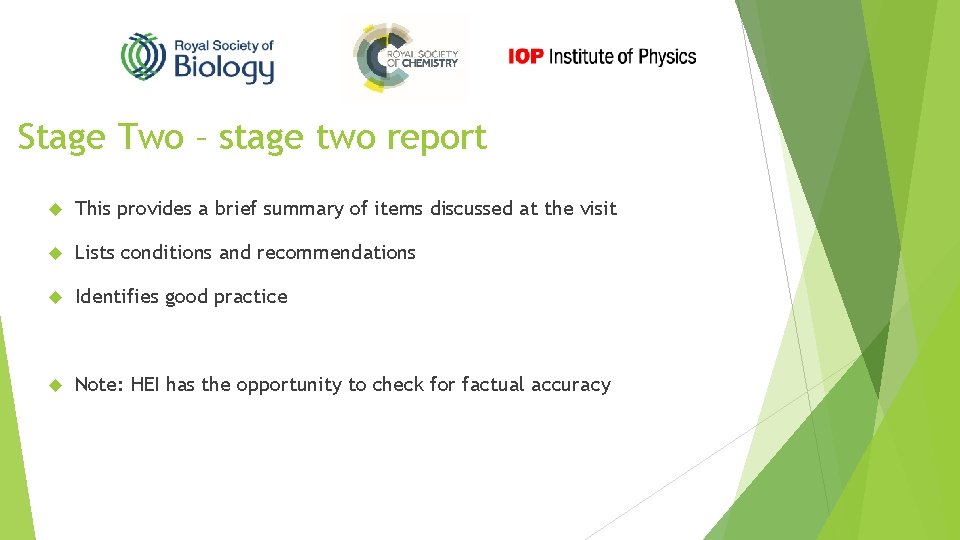 Stage Two – stage two report This provides a brief summary of items discussed