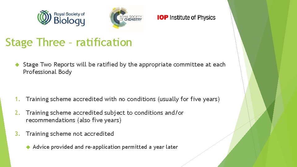 Stage Three – ratification Stage Two Reports will be ratified by the appropriate committee