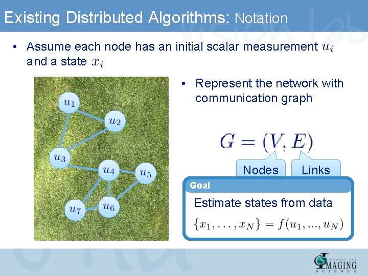 Existing Distributed Algorithms: Notation • Assume each node has an initial scalar measurement and