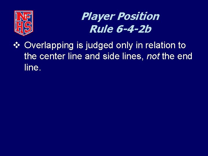 Player Position Rule 6 -4 -2 b v Overlapping is judged only in relation