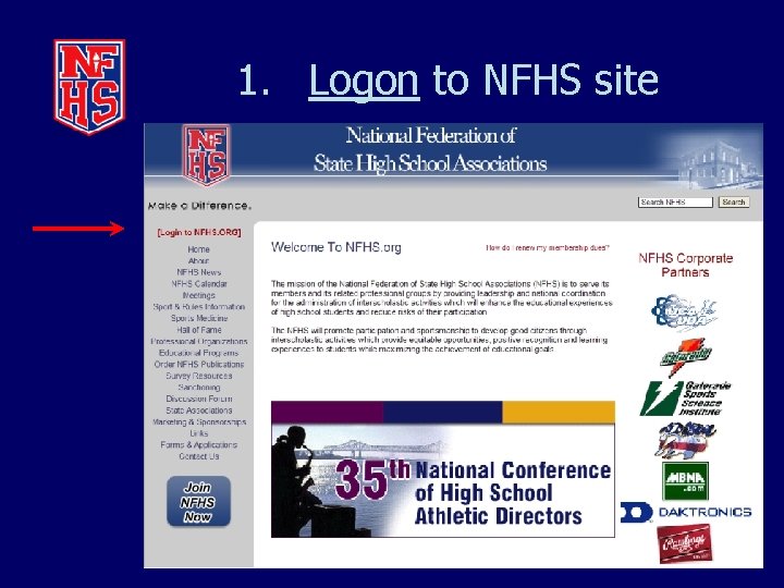 1. Logon to NFHS site 