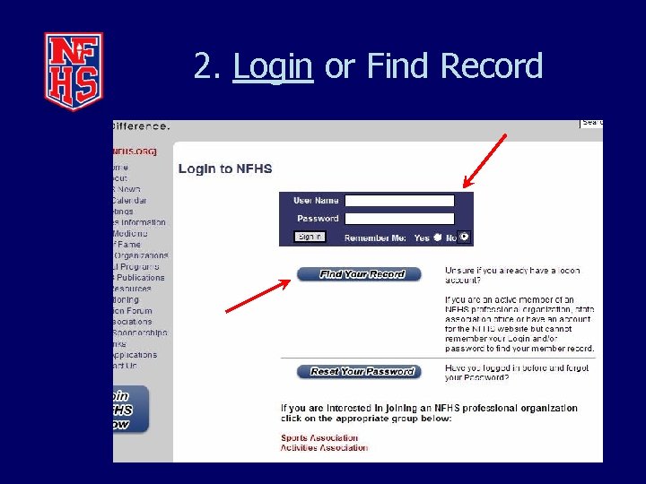 2. Login or Find Record 