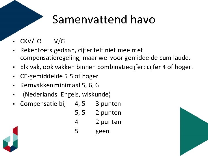 Samenvattend havo § § § § CKV/LO V/G Rekentoets gedaan, cijfer telt niet mee