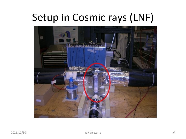 Setup in Cosmic rays (LNF) 2011/11/30 A. Calcaterra 6 