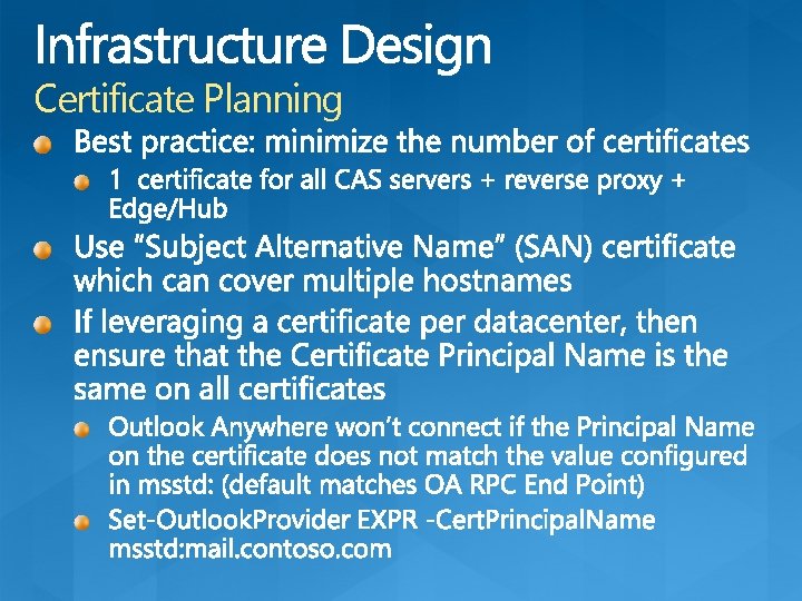 Certificate Planning 