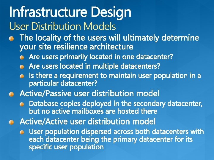 User Distribution Models 