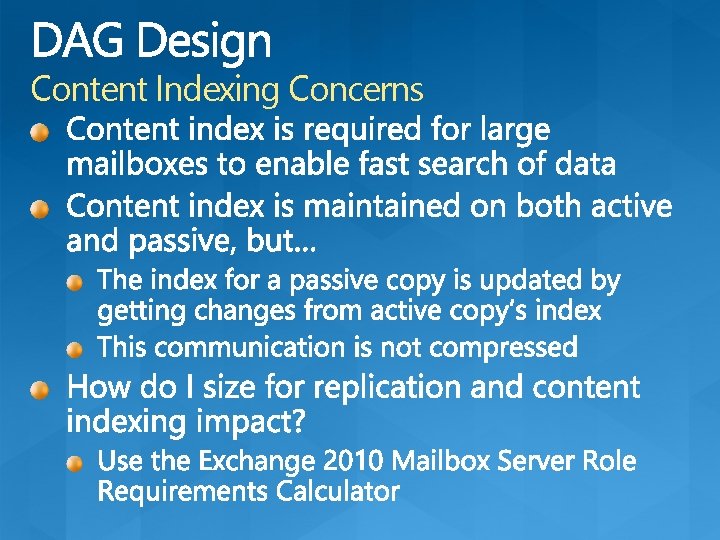 Content Indexing Concerns 