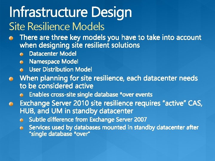 Site Resilience Models 