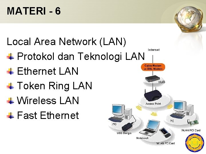 MATERI - 6 Local Area Network (LAN) Protokol dan Teknologi LAN Ethernet LAN Token
