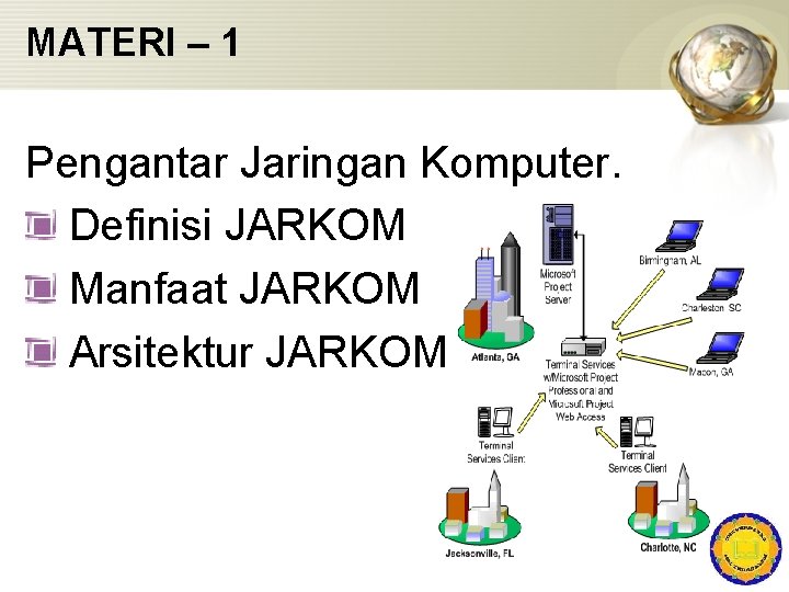 MATERI – 1 Pengantar Jaringan Komputer. Definisi JARKOM Manfaat JARKOM Arsitektur JARKOM 