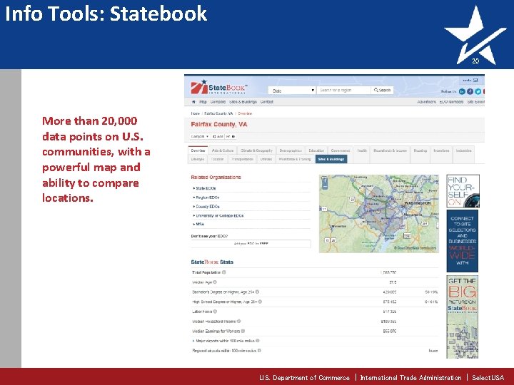 Info Tools: Statebook 20 More than 20, 000 data points on U. S. communities,