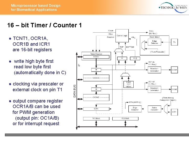 16 – bit Timer / Counter 1 ● TCNT 1, OCR 1 A, OCR