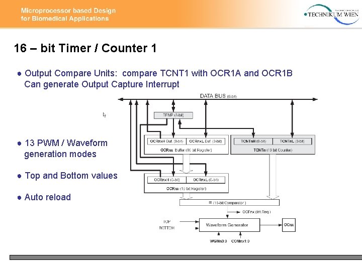 16 – bit Timer / Counter 1 ● Output Compare Units: compare TCNT 1