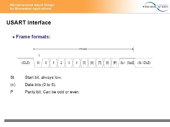 USART interface ● Frame formats: 