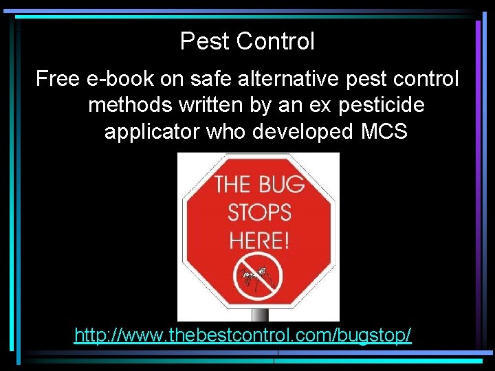 Pest Control Free e-book on safe alternative pest control methods written by an ex